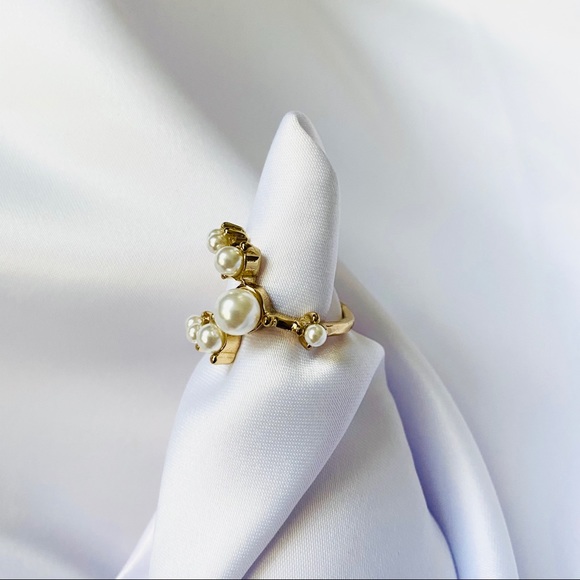 💕Last one Faux Pearls Circle Geometric Rings - Picture 6 of 9